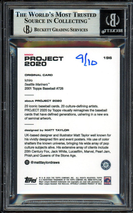 Ichiro Suzuki Autographed Topps Project 2020 Matt Taylor Card #196 Seattle Mariners Teal #9/10 Beckett BAS #13714104 - RSA