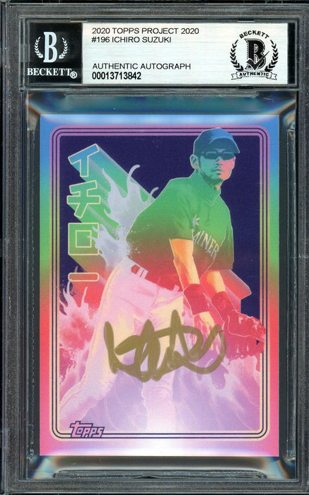 Ichiro Suzuki Autographed Topps Project 2020 Matt Taylor Card #196 Seattle Mariners Gold #1/10 Beckett BAS #13713842 - RSA