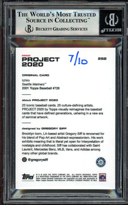 Ichiro Suzuki Autographed Topps Project 2020 Gregory Siff Card #252 Seattle Mariners Gold #/10 Beckett BAS Stock #201129 - RSA