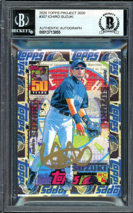 Ichiro Suzuki Autographed Topps Project 2020 Tyson Beck Card #307 Seattle Mariners Gold #/10 Beckett BAS Stock #201141 - RSA