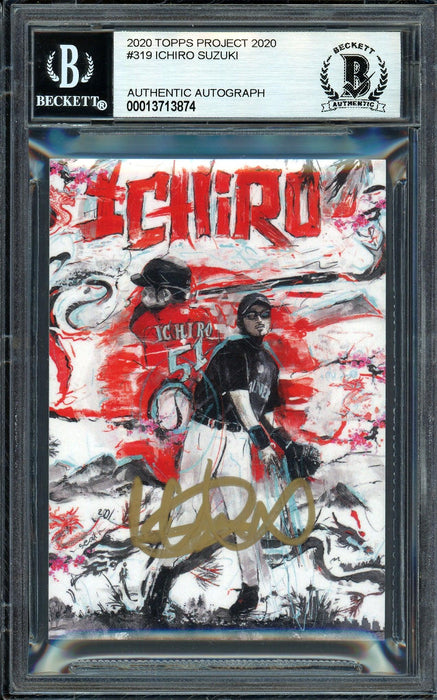 Ichiro Suzuki Autographed Topps Project 2020 Andrew Thiele Card #319 Seattle Mariners Gold #5/10 Beckett BAS #13713874 - RSA