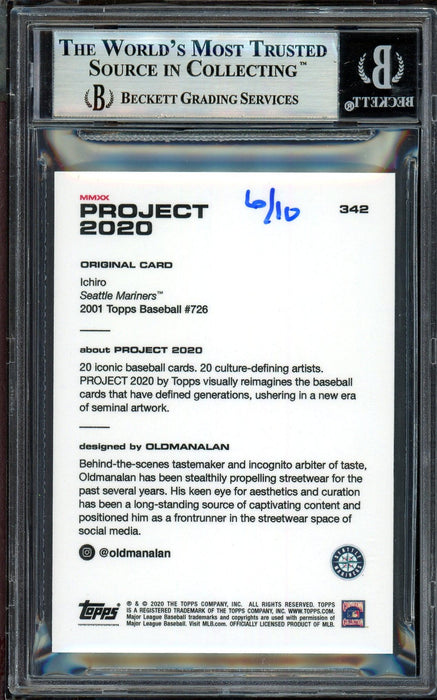 Ichiro Suzuki Autographed Topps Project 2020 Oldmanalan Card #342 Seattle Mariners Silver #6/10 Beckett BAS #13714258 - RSA