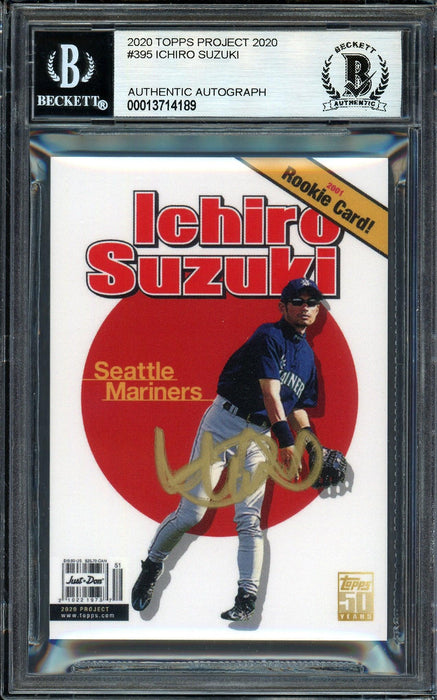 Ichiro Suzuki Autographed Topps Project 2020 Don C Card #395 Seattle Mariners Gold #/10 Beckett BAS Stock #201152 - RSA