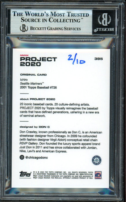 Ichiro Suzuki Autographed Topps Project 2020 Don C Card #395 Seattle Mariners Silver #2/10 Beckett BAS #13714261 - RSA