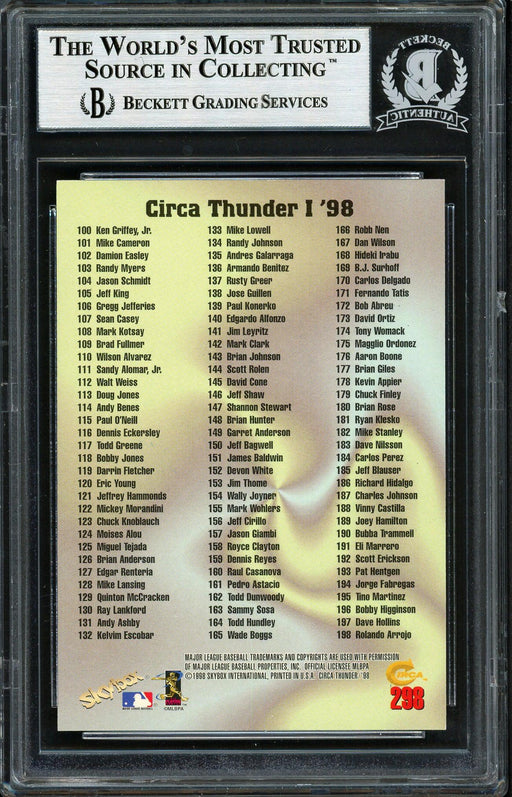 Alex Rodriguez Autographed 1998 Skybox Circa Thunder Card #298 Seattle Mariners Beckett BAS #12410299 - RSA