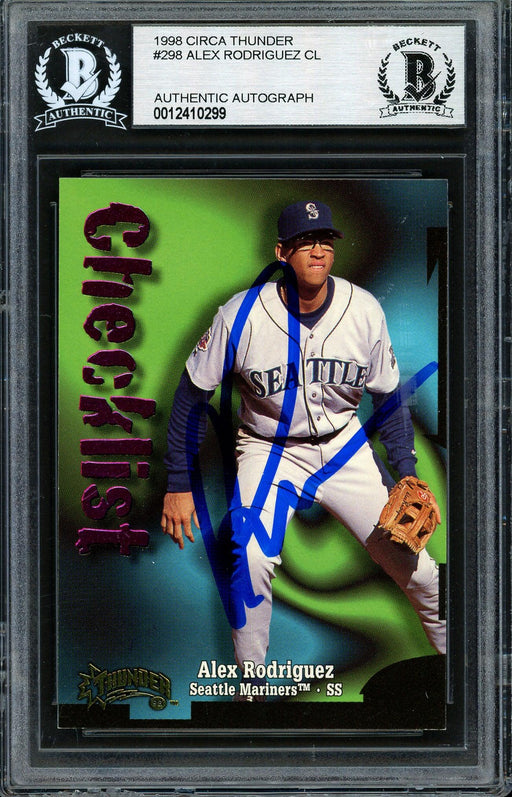 Alex Rodriguez Autographed 1998 Skybox Circa Thunder Card #298 Seattle Mariners Beckett BAS #12410299 - RSA