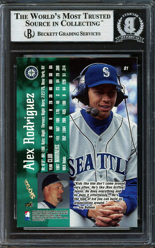Alex Rodriguez Autographed 1998 Skybox Dugout Access Card #81 Seattle Mariners Beckett BAS #12410302 - RSA