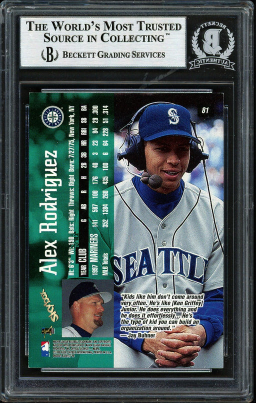 Alex Rodriguez Autographed 1998 Skybox Dugout Access Card #81 Seattle Mariners Beckett BAS #12410303 - RSA