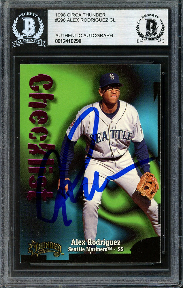 Alex Rodriguez Autographed 1998 Skybox Circa Thunder Card #298 Seattle Mariners Beckett BAS #12410298 - RSA