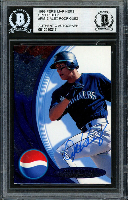 Alex Rodriguez Autographed 1998 Upper Deck Pepsi Foil Card #PM13 Seattle Mariners Beckett BAS #12410317 - RSA