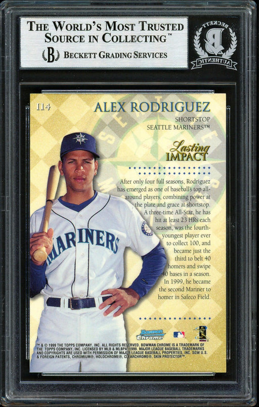 Alex Rodriguez Autographed 1999 Bowman Chrome Impact Card #I14 Seattle Mariners Beckett BAS #12410319 - RSA
