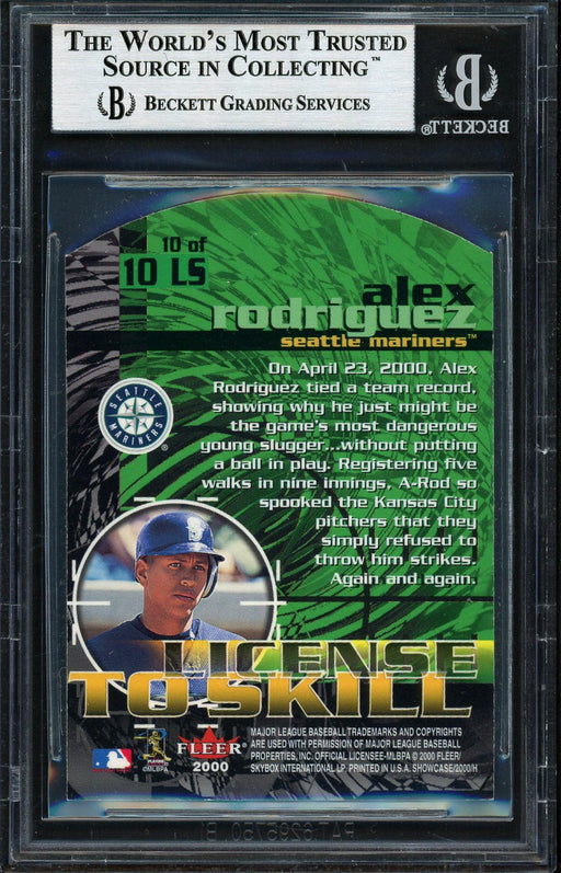 Alex Rodriguez Autographed 2000 Fleer Showcase License To Skill Card #10 Seattle Mariners Beckett BAS #12410354 - RSA