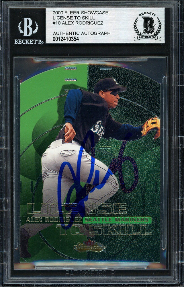 Alex Rodriguez Autographed 2000 Fleer Showcase License To Skill Card #10 Seattle Mariners Beckett BAS #12410354 - RSA