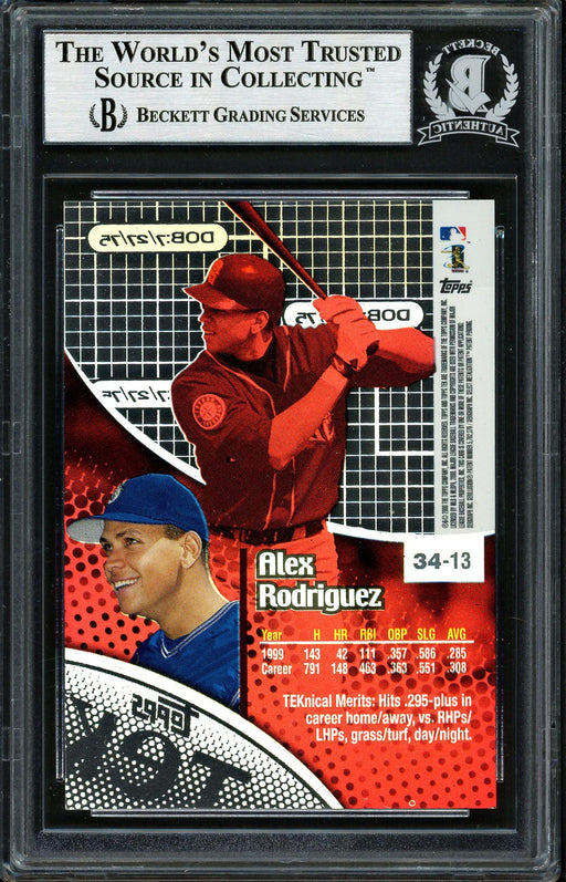 Alex Rodriguez Autographed 2000 Topps Tek Card #34-13 Seattle Mariners Beckett BAS #12410358 - RSA