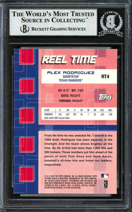 Alex Rodriguez Autographed 2001 Stadium Club Reel Time Card #RT4 Texas Rangers Beckett BAS #12410390 - RSA
