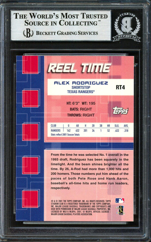 Alex Rodriguez Autographed 2001 Stadium Club Reel Time Card #RT4 Texas Rangers Beckett BAS #12410390 - RSA