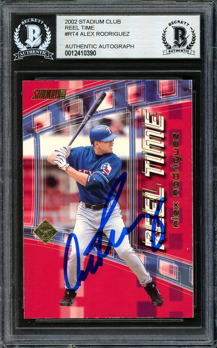 Alex Rodriguez Autographed 2001 Stadium Club Reel Time Card #RT4 Texas Rangers Beckett BAS #12410390 - RSA