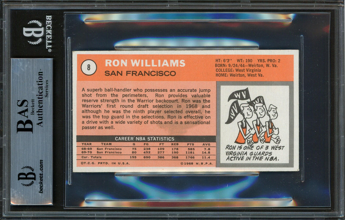 Ron Williams Autographed 1970-71 Topps Card #8 Golden State Warriors "To Jack, Best Wishes" Beckett BAS #12410486 - RSA