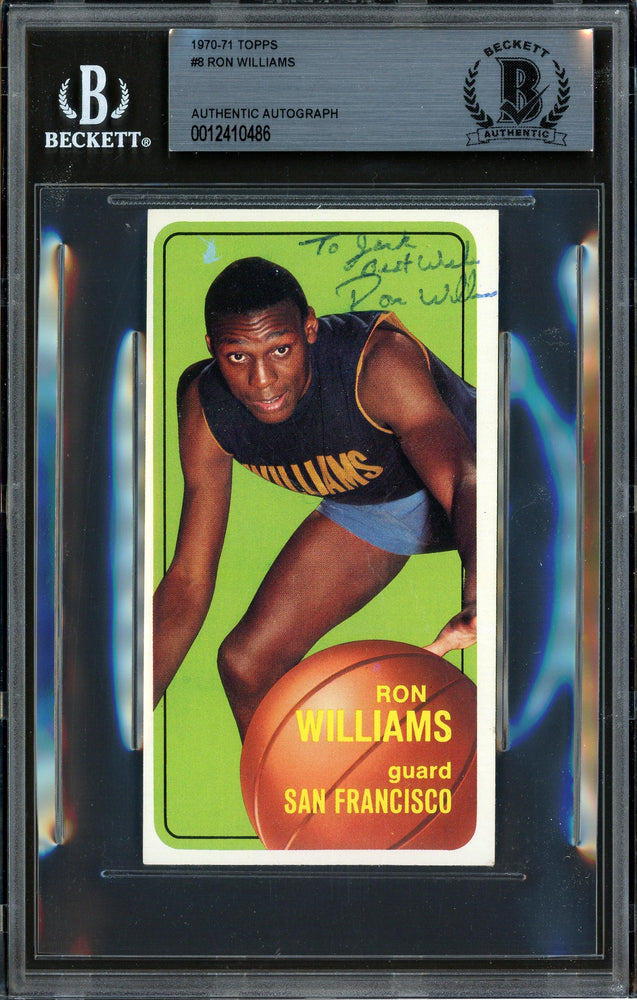 Ron Williams Autographed 1970-71 Topps Card #8 Golden State Warriors "To Jack, Best Wishes" Beckett BAS #12410486 - RSA