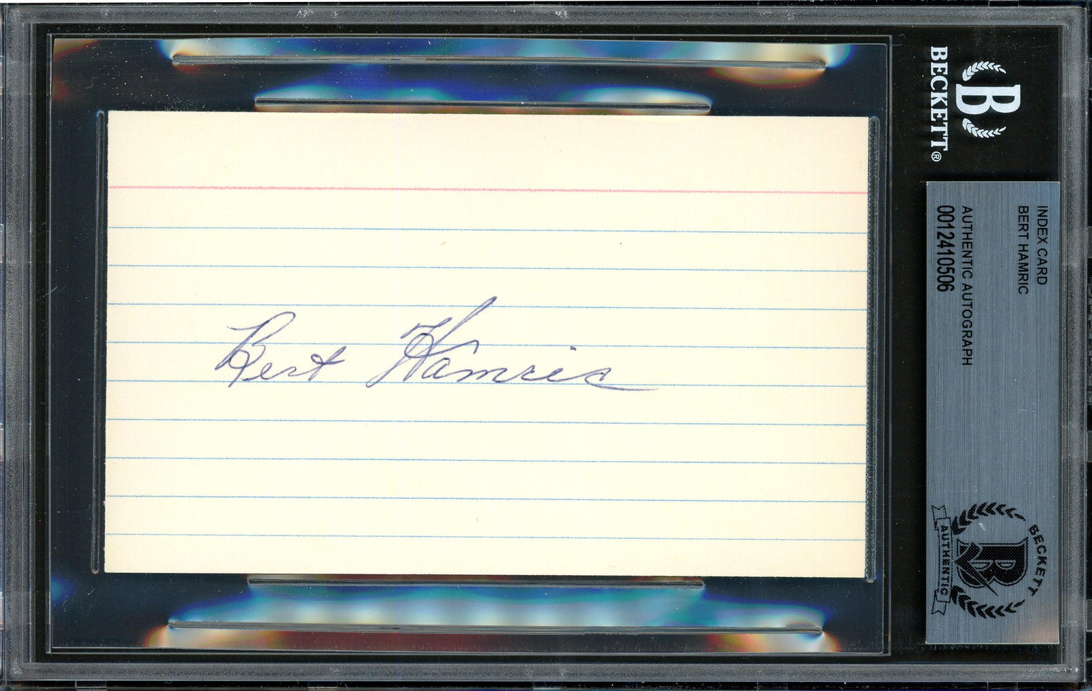 Bert Hamric Autographed 3x5 Index Card Brooklyn Dodgers Beckett BAS #12410506 - RSA