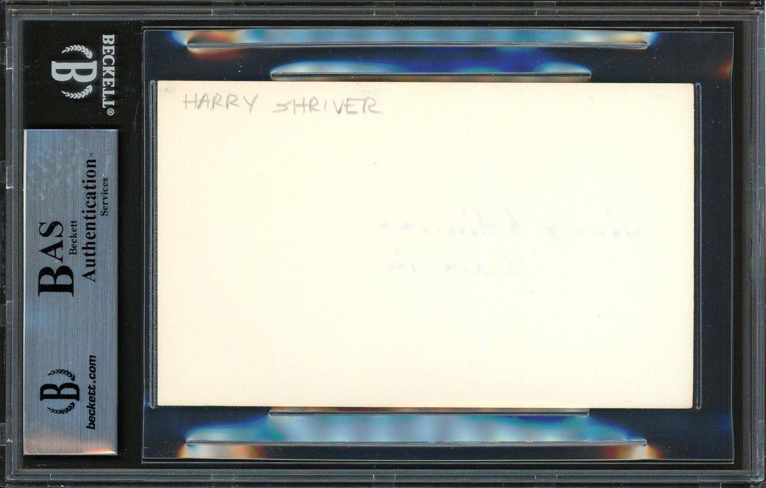 Harry Shriver Autographed 3x5 Index Card Brooklyn Dodgers Beckett BAS #12410526 - RSA