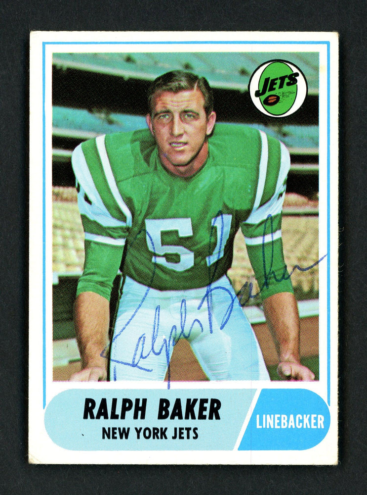 Ralph Baker Autographed 1968 Topps Card #38 New York Jets SKU #156978 - RSA
