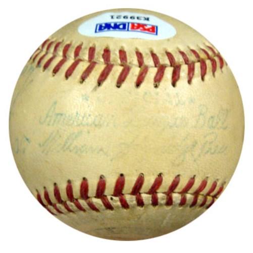 Ted Williams Autographed Official AL Harridge Baseball Boston Red Sox "To Yvonne, Best Wishes" 1950's Vintage Signature PSA/DNA #K39921 - RSA