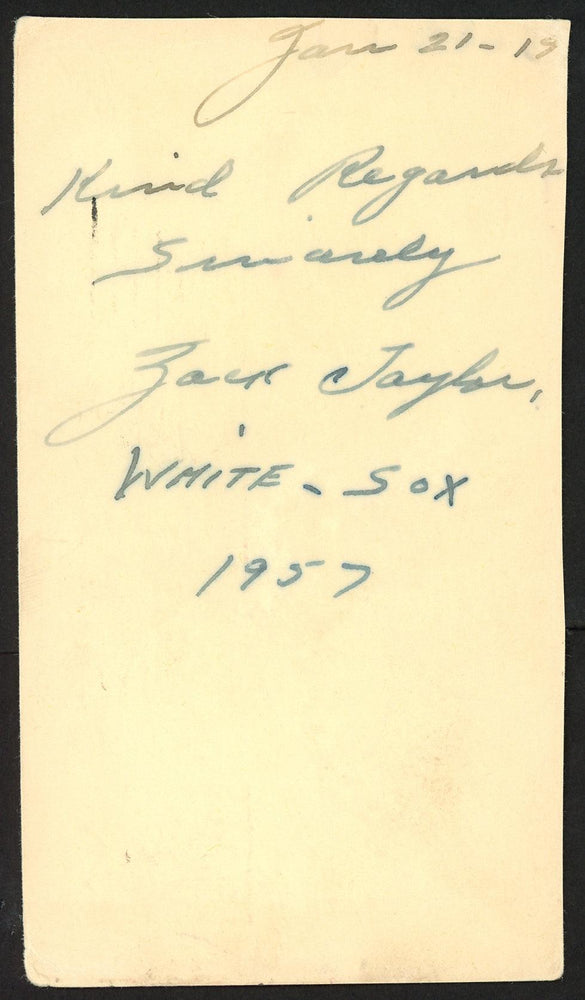 Zack Taylor Autographed 3x5.5 1957 Government Postcard Chicago White Sox SKU #153919 - RSA