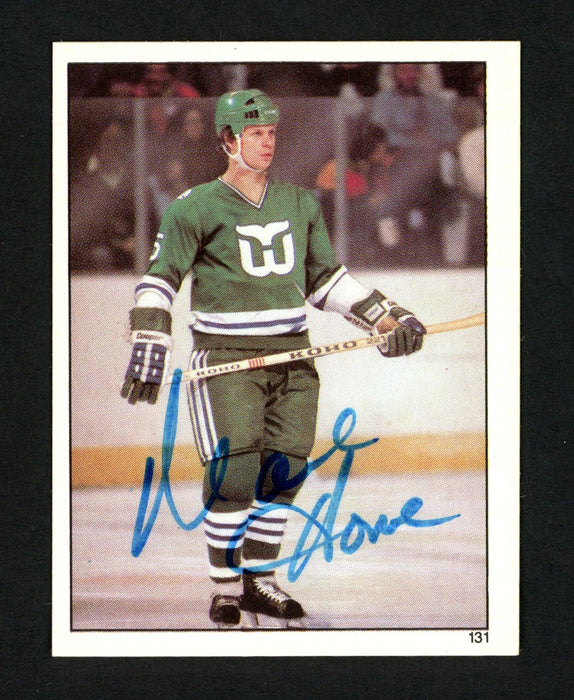 Mark Howe Autographed 1982-83 Topps Sticker Card #131 Hartford Whalers SKU #154109 - RSA