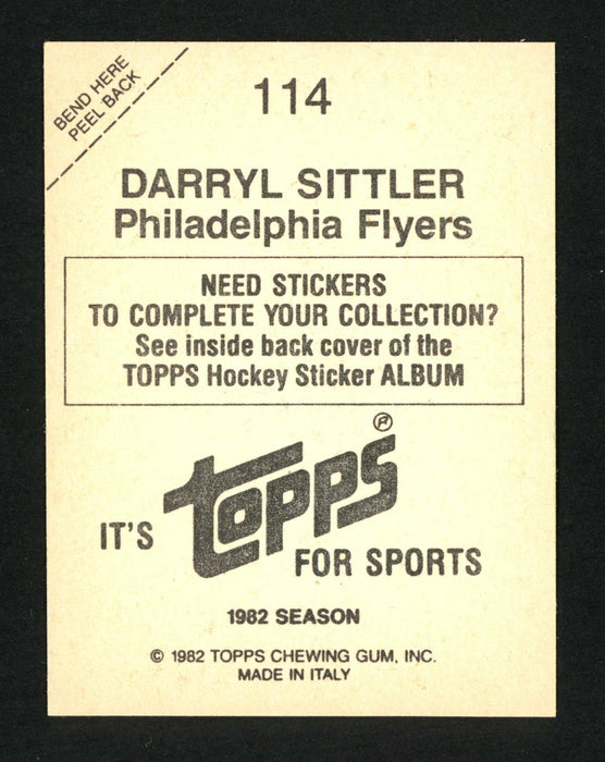 Darryl Sittler Autographed 1982-83 Topps Sticker Card #114 Philadelphia Flyers SKU #154111 - RSA