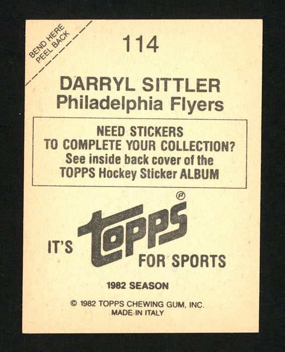Darryl Sittler Autographed 1982-83 Topps Sticker Card #114 Philadelphia Flyers SKU #154112 - RSA