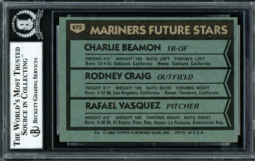 Rodney Craig Autographed 1980 Topps Card #672 Seattle Mariners Beckett BAS #12306792 - RSA