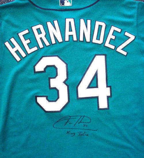 Seattle Mariners Felix Hernandez Autographed Teal Authentic Majestic Jersey "King Felix" Size 48 PSA/DNA Stock #33043 - RSA