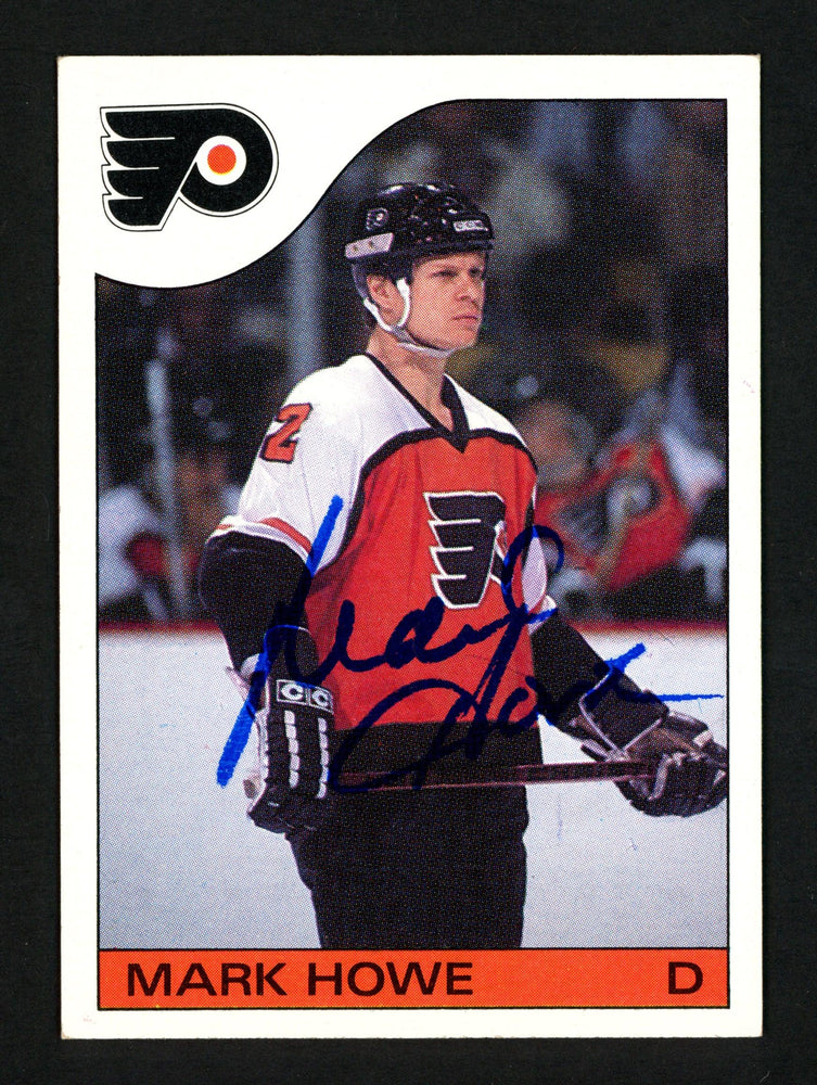 Mark Howe Autographed 1985-86 Topps Card #35 Philadelphia Flyers SKU #154133 - RSA