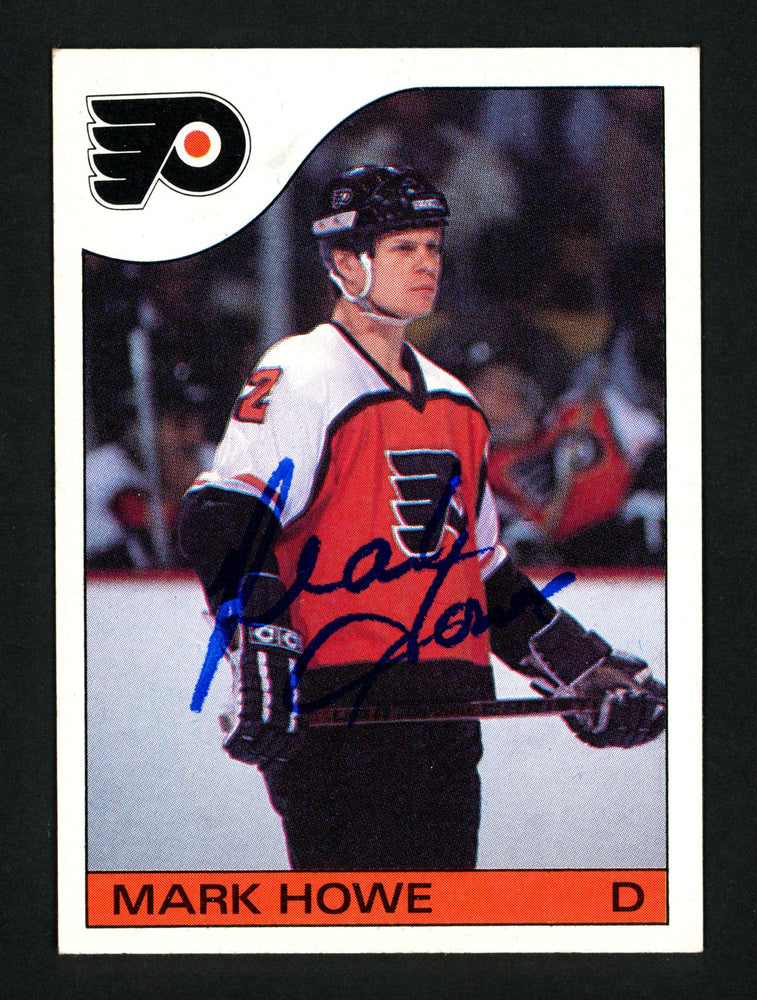 Mark Howe Autographed 1985-86 Topps Card #35 Philadelphia Flyers SKU #154135 - RSA