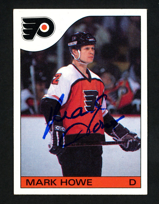 Mark Howe Autographed 1985-86 Topps Card #35 Philadelphia Flyers SKU #154136 - RSA