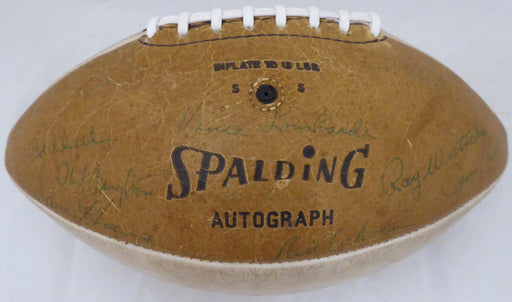 1966-67 Green Bay Packers Super Bowl I Championship Team Autographed Football With 21 Signatures Including Vince Lombardi & Bart Starr Beckett BAS #A52081 - RSA