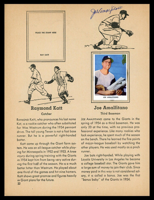 Joe Amalfitano Autographed 1955 Golden Press 8x11 Book Page New York Giants SKU #182175 - RSA