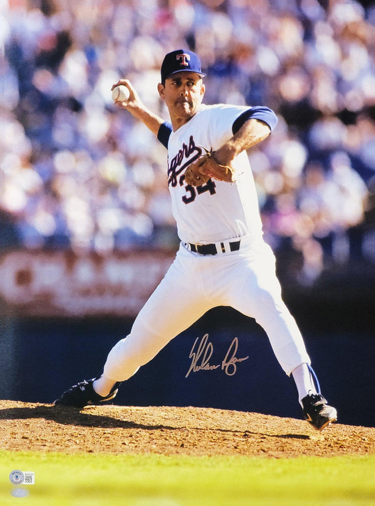 Nolan Ryan Autographed 16x20 Photo Texas Rangers Beckett BAS Stock #201262 - RSA