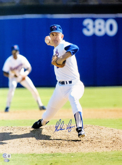 Nolan Ryan Autographed 16x20 Photo Texas Rangers Beckett BAS Stock #201263 - RSA