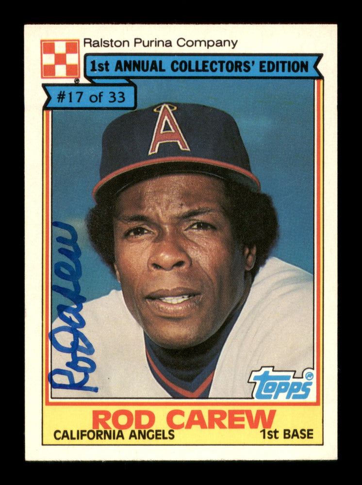 Rod Carew Autographed 1984 Ralston Purina Card #17 California Angels SKU #186653 - RSA