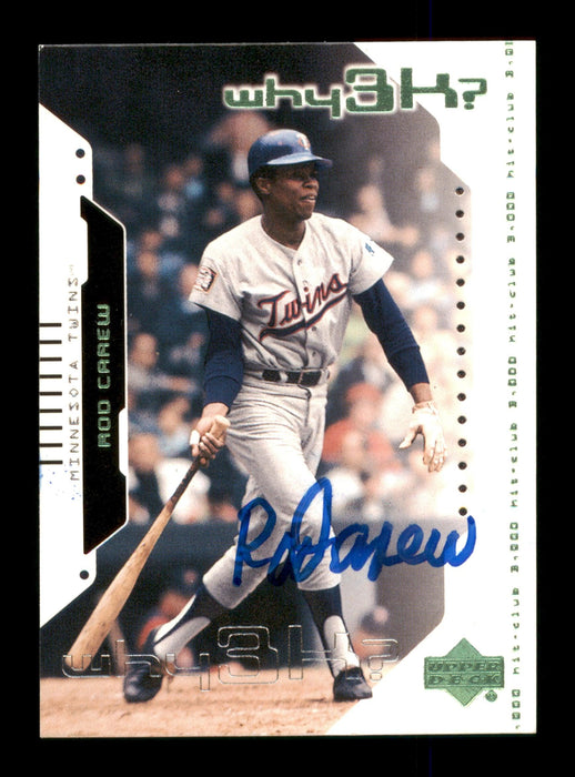 Rod Carew Autographed 2000 Upper Deck Hitters Club Card #68 Minnesota Twins SKU #186769 - RSA