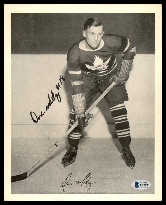 Don Metz Autographed 1945-54 Quaker Oats 8x10 Photo Toronto Maple Leafs Beckett BAS #Y92490 - RSA