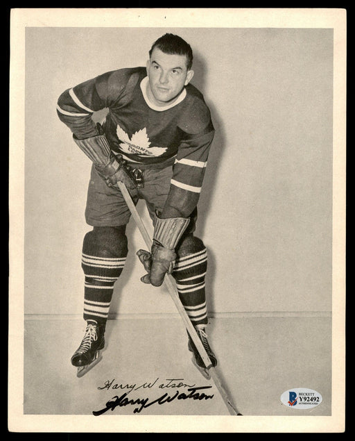 Harry Watson Autographed 1945-54 Quaker Oats 8x10 Photo Toronto Maple Leafs Beckett BAS #Y92492 - RSA