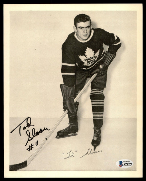 Tod Sloan Autographed 1945-54 Quaker Oats 8x10 Photo Toronto Maple Leafs Beckett BAS #Y92498 - RSA