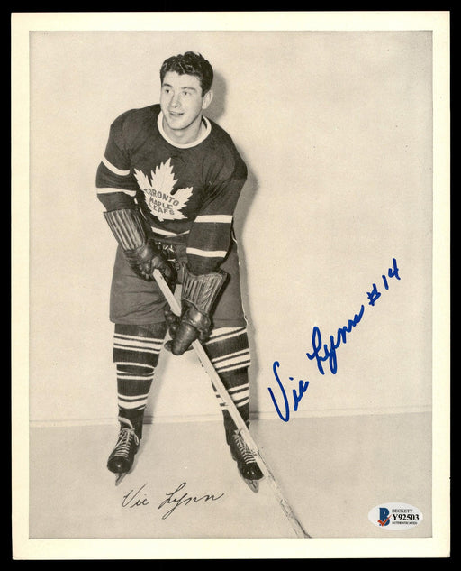 Vic Lynn Autographed 1945-54 Quaker Oats 8x10 Photo Toronto Maple Leafs Beckett BAS #Y92503 - RSA