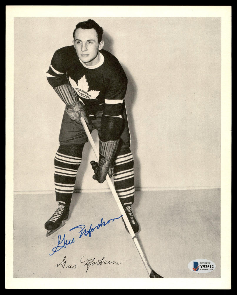 Gus Mortson Autographed 1945-54 Quaker Oats 8x10 Photo Toronto Maple Leafs Beckett BAS #Y92512 - RSA