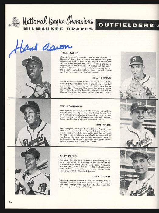 1957 Milwaukee Braves Autographed World Series Program With 5 Total Si — RSA