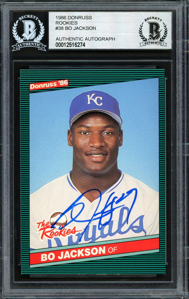Bo Jackson Autographed 1986 Donruss The Rookies Rookie Card #38 Kansas City Royals Beckett BAS Stock #187363 - RSA