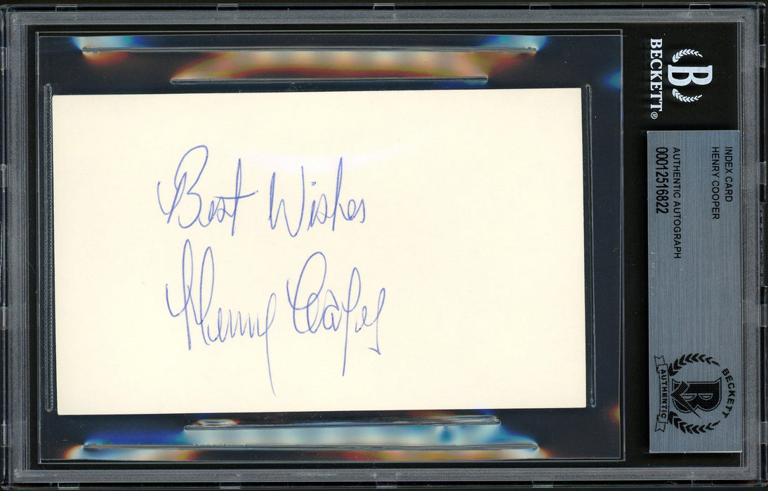 Sir Henry Cooper Autographed 3x5 Index Card "Best Wishes" Beckett BAS #12516822 - RSA